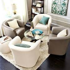Smaller Conference Room Set Up 4 Swivel Chairs With Very Small Coffee Table Swivelchair Swivel Chair Living Room Living Room Chairs White Dining Chairs