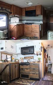 Diy Reclaimed Wood Kitchen Cabinets Remodeled Campers Camper Kitchen Rv Remodel