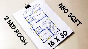 Autocad drawing of a house shows space planning of 1 bhk house in plot size 20'x30'. 16 X 30 Sqft Small House Plan Ii 480 Sqft Ghar Ka Naksha Ii 16 X 30 Small House Design Youtube