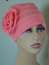 Chemo Peach Turban Hat With Large Attached Flower Alopecia Turban Turban Style Turban Hat
