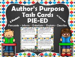 Author S Purpose Task Cards Pie Ed Authors Purpose Task Cards Authors Purpose Pieed