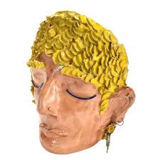 VTG Raymond Mask Signed Numbered Ceramic Lady Wall Mask Feathers San  Francisco