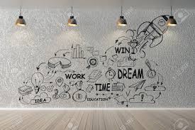 Photo wall collage picture wall art inspiration drawing orange walls marvel actors wall pictures sebastian stan bucky homescreen. Modern Interior With Business Sketch On Wall Startup And Leadership Stock Photo Picture And Royalty Free Image Image 91525647