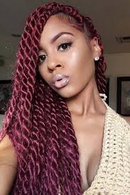 Black And Blue Braids On Dark Skin Think You Can T Rock Burgundy Hair Think Again Twist Braid Hairstyles Hair Styles Burgundy Hair