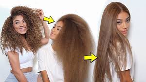 Jun 07, 2020 · step 1, begin with dry hair. Curly To Straight Hair Transformation Curls For Long Hair Brown Straight Hair Dyed Hair