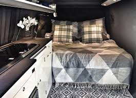 Travel trailer with white interior. Grey And White Theme Gray Interior Campervan Interior Camper Van Interior Ideas