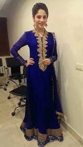 Pakistani Actress Neelam In Floor Length Royal Blue Anarkali Anarkali Dress Fashion Pakistani Outfits