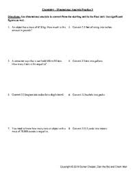 Dimensional Analysis Practice Worksheets Teaching