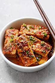 Spicy Korean Tofu Quick And Easy Korean Braised Tofu With Chili Powder Garlic Soy Sauce Sugar And Sesame Oil Thi Asian Recipes Recipes Korean Side Dishes