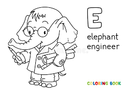 Step 3:then,draw a horizontal line and fill it. Elephant Engineer Abc Coloring Book Alphabet E Stock Vector Illustration Of Funny Engineer 173822739