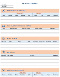 Vacation Itinerary Packing List Template In Excel Travel Planner Template Vacation Itinerary Vacation Itinerary Template