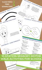 10 Station Sensory Motor Walk Activities For School Free Printable Growing Hands On Kids Sensory Motor Sensory Sensory Integration Activities