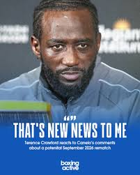 Canelo Álvarez has confirmed his intention to rematch Terence Crawford in  his next fight, which is expected to take place in 2026. The two camps are  already in early negotiations for the