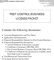 Pest Control Business License Packet Pdf Free Download