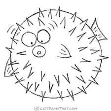 How To Draw A Fish Using Simple Circle Completed Puffer Fish Pencil Outline Let S Draw That Drawings Fish Drawings Sketch Book