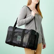 Sherpa original deluxe carriers brown. Sherpa Original Deluxe Airline Approved Dog Cat Carrier Bag Black Medium Chewy Com