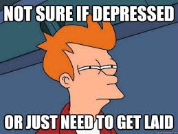 Not Sure If Depressed Or Just Need To Get Laid Futurama Fry Quickmeme