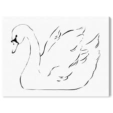 Runway Avenue Animals Wall Art Canvas Prints Elegant White Swan Birds Black White Walmart Com Swan Painting Swan Drawing Swans Art