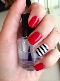 Black And White Striped Nails Nautical Red Nails With Black And White Stripe Accent Nail Nautical Red Stripes Nails Red And White Nails Red Nail Designs White Nail Designs