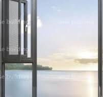 Ventana de casement de aluminio personalizada de fábrica con doble vidrio  templado, mosquitera y red contra mosquitos