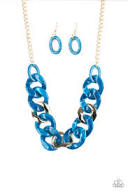 Paparazzi I Have A Haute Date Blue Necklace Erika S Bling Emporium Women's synthetic diamond pendant necklace bib flower european colorful festival / holiday color rhinestone alloy screen color necklace jewelry for party special occasion birthday gift.