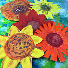 These sunflowers are made from recycled cereal boxes. Vibrant Van Gogh S Sunflowers Painted Paper Art