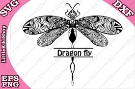 Download Zentangle Dragonfly Monogram Graphic By Littlekikishop Creative Fabrica PSD Mockup Templates