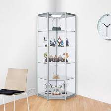 93 results for glass display cabinet lights. Silver Corner Glass Display Cabinet With 1 Led Light 650mm Displaysense