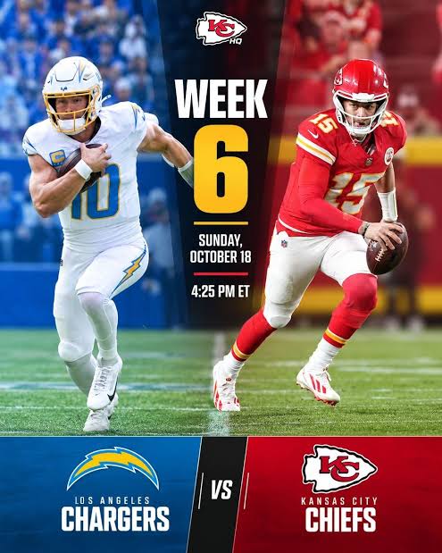 Chiefs vs Chargers week 6 on October 18 at 4:25pm ET