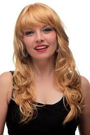 Parrucca Donna Ricci Lungo a Strati Frangia Braun Biondo con Meches Platino  4260196065542