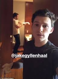 Tom Holland posts video of Jake Gyllenhaal pretending to be Spider-Man |  Daily Mail Online