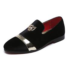 Black Velvet Gold Emblem Mens Oxfords Loafers Dress Shoes Flats Dress Shoes Men Loafers Men Men Dress