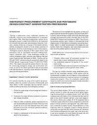 Chapter Five Emergency Procurement Contracts And Postaward