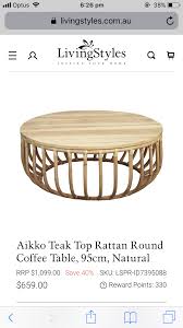 Pin By Kirra Gridley On Living Round Coffee Table Coffee Table Rattan