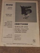 Sears Craftsman Variable Speed Scroll Saw 5 8 Stroke Manual Only No 315 10723 Sears Craftsman Sears Reciprocating Saw