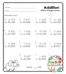 4 Digit Addition Worksheets Addition Worksheets Addition Practice Math Center