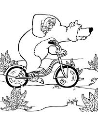 masha and the bear riding bike with bear coloring pages color luna in 2021 bear coloring pages masha and the bear marsha and the bear
