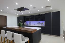 Black Laminated Kitchen With Blue Led Lights Kitchen Design Companies German Kitchen Design Laminate Kitchen