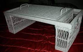 Gracious wooden breakfast tray exclusively at scully &amp; Vintage White Wicker Breakfast In Bed Tray Shabby Cottage Decor Romantic Rattan Serving Tray Shabby Cottage Decor White Wicker Shabby Cottage
