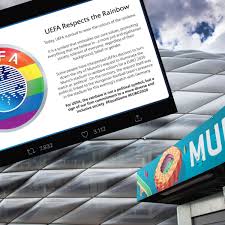 Lights go out at the allianz arena in munich, germany. N9uokmgyxdulpm