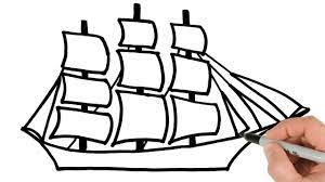 How To Draw Sailing Ship Easy - Youtube
