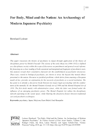 Pdf For Body Mind And The Nation An Archaeology Of Modern Japanese Psychiatry