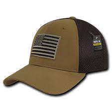 Coyote Usa Us American Flag Tactical Operator Mesh Flex Fit Baseball Hat Cap Tactical Operator American Flag Hat Fitted Hats