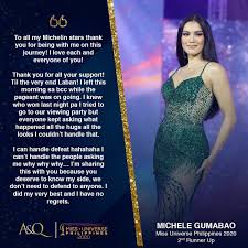 Miss universe philippines has revealed the crown for the winner of the 2020 pageant. Michele Gumabao Breaks Silence Following 2nd Runner Up Finish At Miss Universe Philippines 2020 The Filipino Times