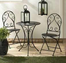 3 Pc Outdoor Black Iron Metal Patio Furniture Bistro Small Table 2 Chairs Set Ebay Metal Patio Furniture Iron Patio Furniture Metal Chairs