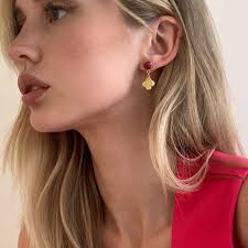 Yellow Gold Ruby Irish Clover Drops