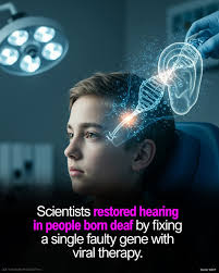 Breakthrough gene therapy lets children and young adults hear again,  offering real hope for curing deafness A gene therapy has restored hearing  in toddlers, teens, and young adults with OTOF-related deafness, caused