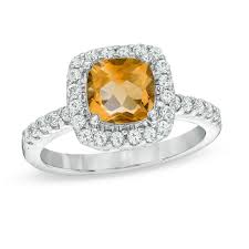 November Birthstones White Sapphire Ring Frame Ring Green Quartz
