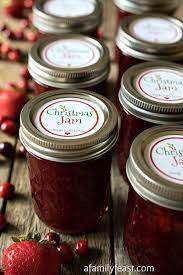 This Christmas Jam Is A Simple Sweet Tart Jam Made From Strawberries And Cranberries Recipe Includes A Free L Christmas Jam Jam Recipes Homemade Cranberry Jam
