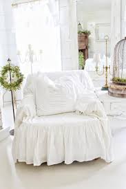 Ruffled Chair Cover Chair Scarf Chair Throw Slip Cover Linen Slip Cover Recover Couch Farmhouse Decor Cottage Chic In 2020 Ruffled Chair Covers Slipcovers Thrown Chair